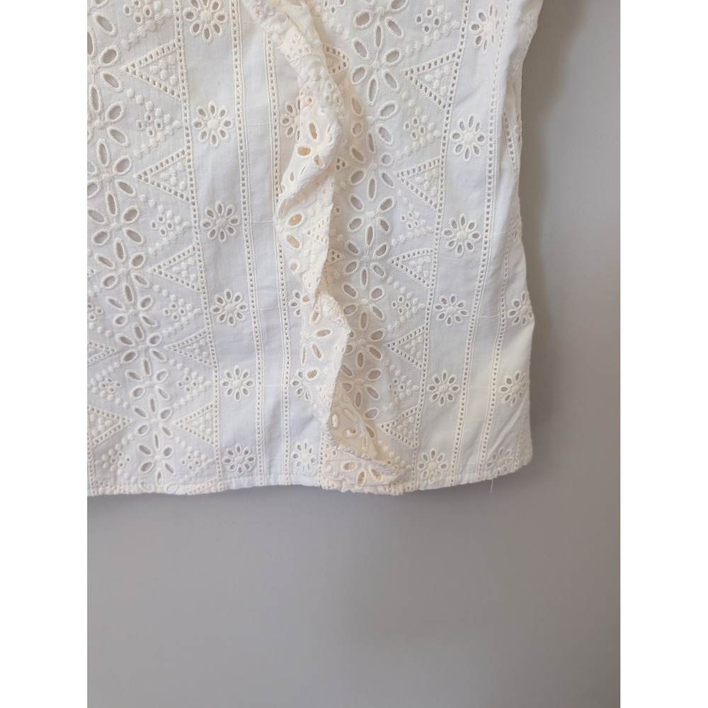 Spartina 449 Taralynn Eyelet Top Pearl White Ruffle Sleeve Cotton Top - Picture 5 of 14